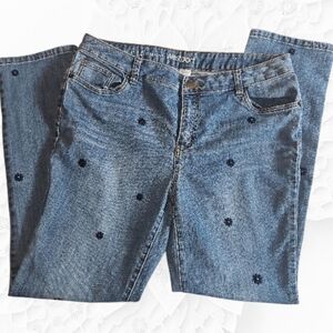 Westport Blue Straight Leg Women's Jeans with Embroidered Details